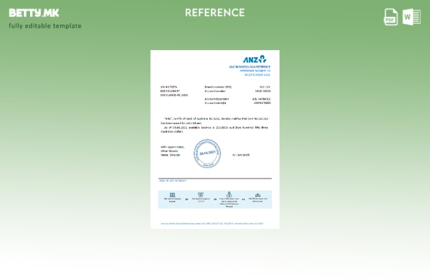 Шаблон за референца за банка во модерен стил Австралија ANZ